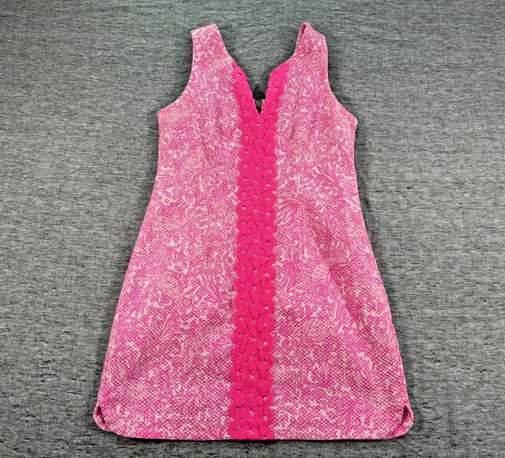 Lilly Pulitzer Target See Ya Later Shift Dress Womens 12 Pink Scallop Lace Trim